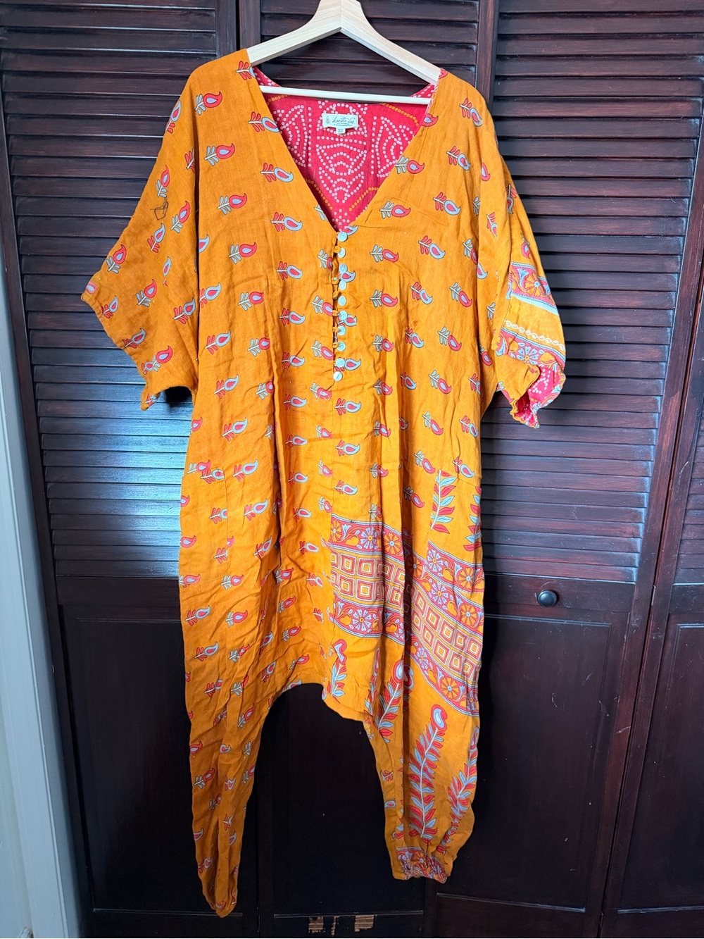 Boho Printed Jumpsuit in Mustard by Kantha Bae